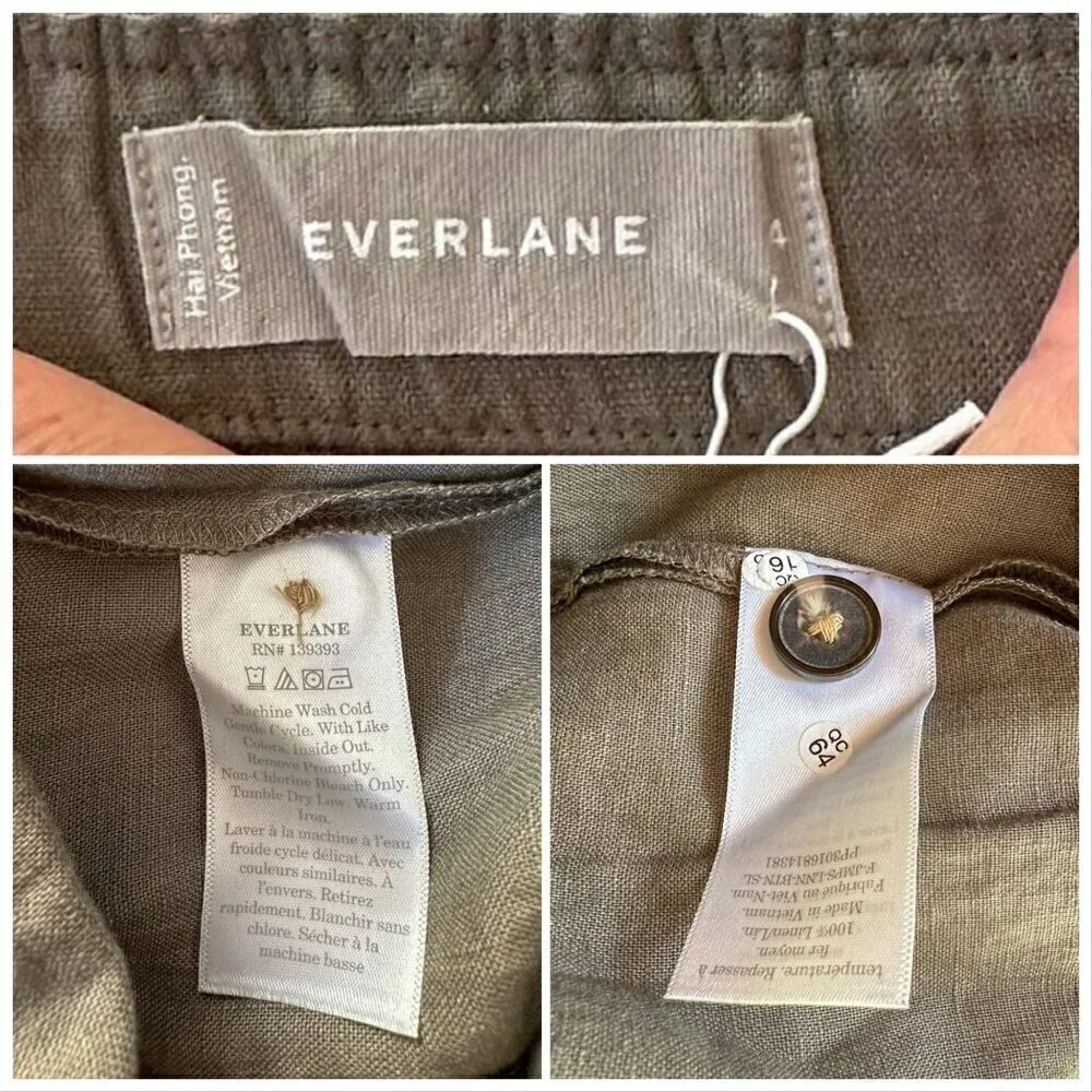 Everlane The Linen Jumpsuit in Pewter Green, Size 4, NWT